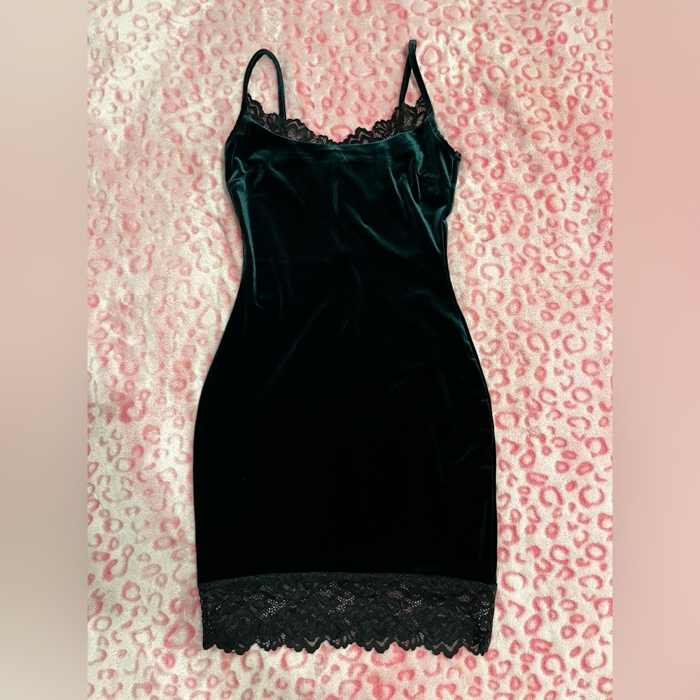 Dark green velvet dress